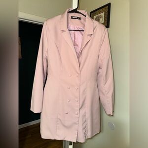 Missguided baby pink blazer dress with belt